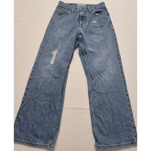 American Eagle women's loose fit medium wash destressed Jeans sz. 26/28 Cotton